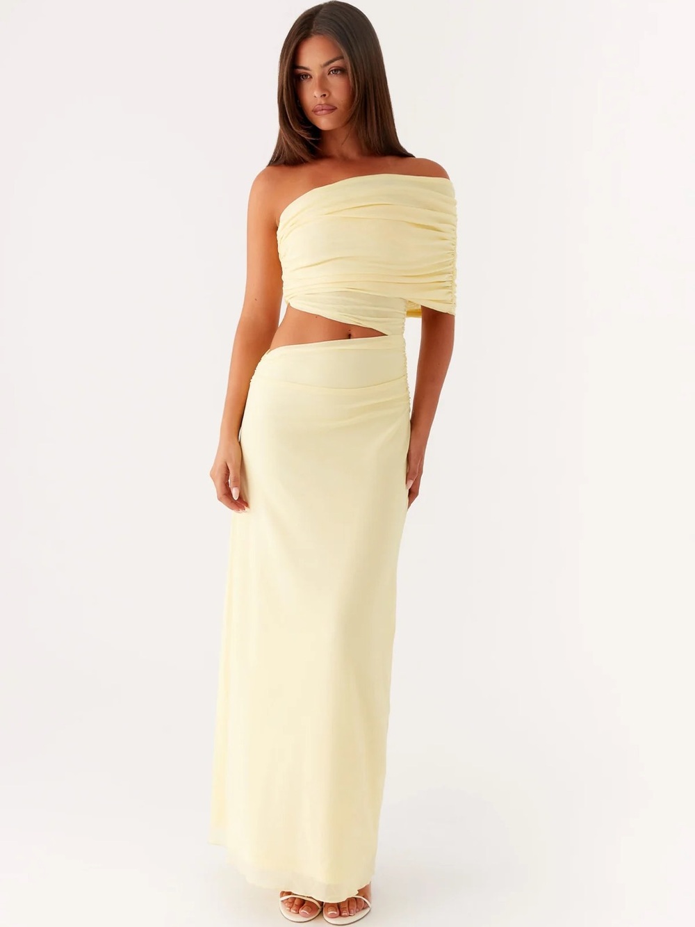 Peppermayo Gillian Maxi Dress Yellow Cutout One Shoulder Size 6 / Medium